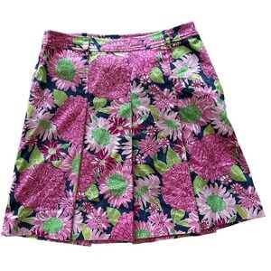 Lilly Pulitzer Skirt Womens Size 8 Floral Navy Pink Green Pleated Midi